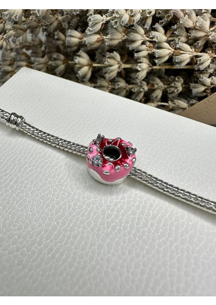 Gümüş S925 Damgalı Ilk Isırıkta Aşk Pembe Donut Charm indirimleri