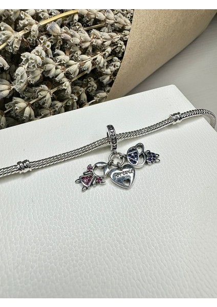 Gümüş S925 Damgalı Kız, Erkek Çocuk Sonsuza Kadar Charm modelleri