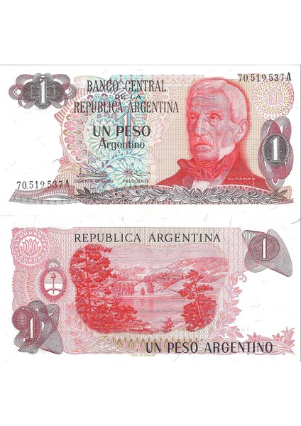 Arjantin 1 Pesos Yabancı Kağıt Para Çil (Unc) Koleksiyon Para