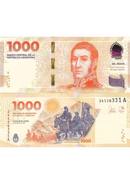 Arjantin Hatıra 1000 Pesos Yabancı Kağıt Para Çil (Unc) Koleksiyon Para