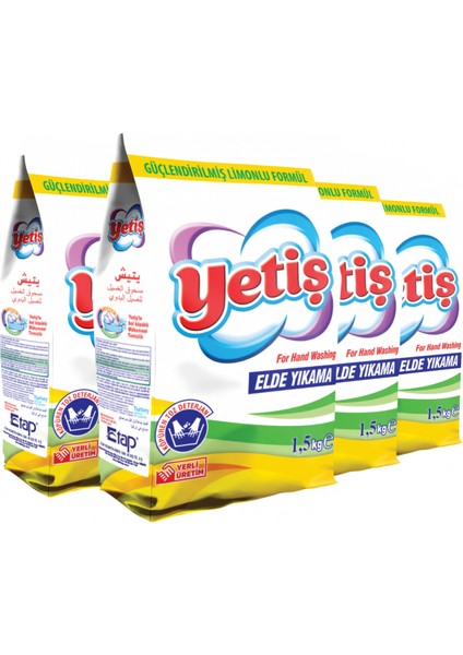 Elde Yıkama Toz Çamaşır Deterjanı 1,5 kg x 4'lü Paket