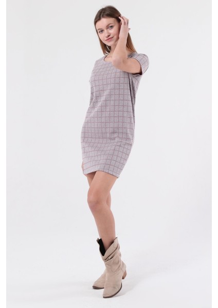 Bordo Kareli Mini Elbise