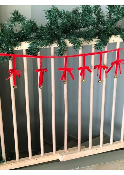 Yeni Yıl Kadife Kurdele Gold Zilli Zincir Noel Çam Ağaç Süsü Ev Dekoru Yeni Yıl