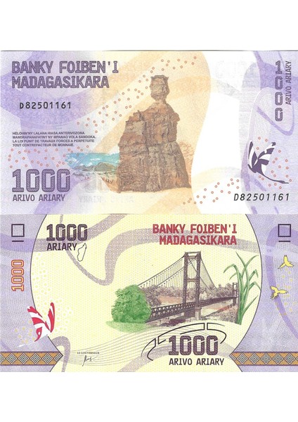 Madagaskar 1000 Ariary Yabancı Kağıt Para Çil (Unc) Koleksiyon Para
