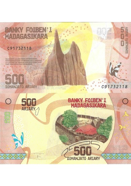 Madagaskar 500 Ariary Yabancı Kağıt Para Çil (Unc) Koleksiyon Para