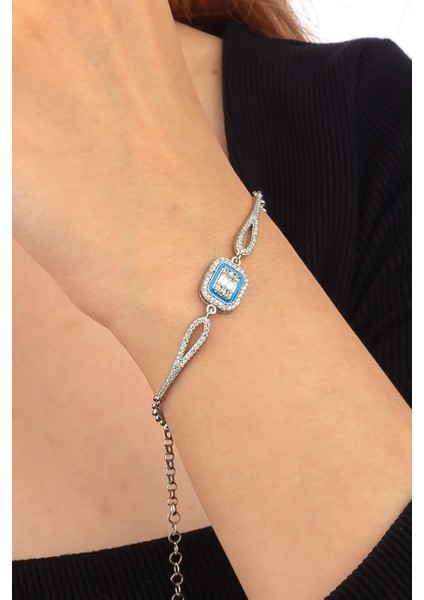 925 Ayar Gümüş Trapez Taşlı Bileklik