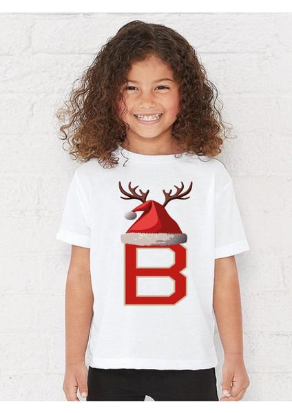 Baş Harf Yazılı Noel Şapkalı Yıl Başı T-Shirt