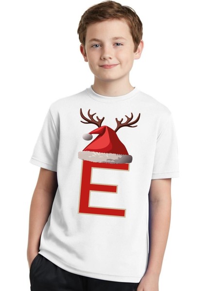 Baş Harf Yazılı Noel Şapkalı Yıl Başı T-Shirt