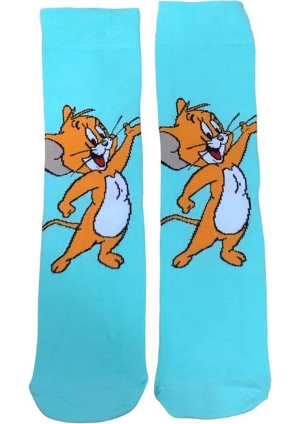 Al Bi 90Lık Tom&jerry Çizgi Film Jerry Karakter Desenli Pamuklu Çorap Unisex