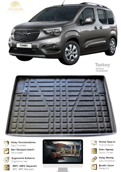 Opel Combo 2019 Sonrası 4d Havuzlu Paspas ve 4d Bagaj Havuzu Set Siyah Renk