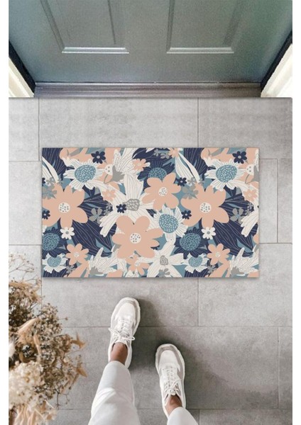 Dekoratif Dijital Soft Büyük Çiçekler Pudra Kapı Paspası Dış Mekan Paspas