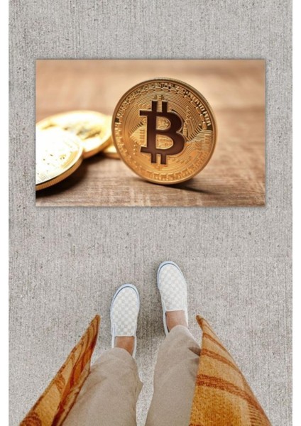Dijital Baskı Dekoratif Bitcoın Pudra Kapı Önü Paspası