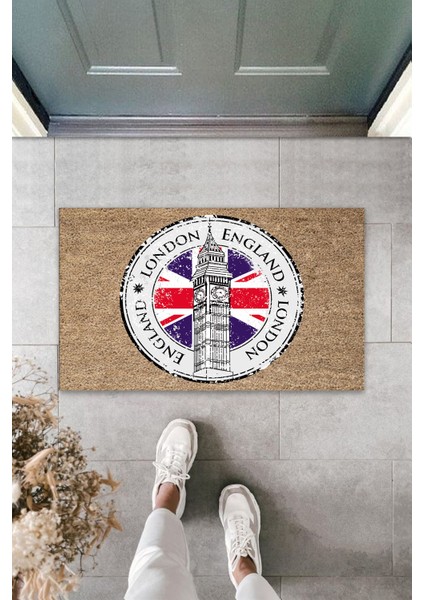 Çok Amaçlı Dijital Baskı Bej London Saat Kulesi Dış ve Iç Mekan Paspas