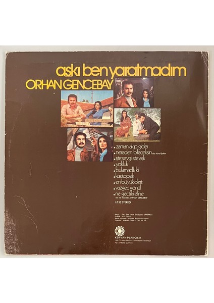 Orhan Gencebay Aşkı Ben Yaratmadım Lp Plak (Orjinal 1980 Dönem Baskı)