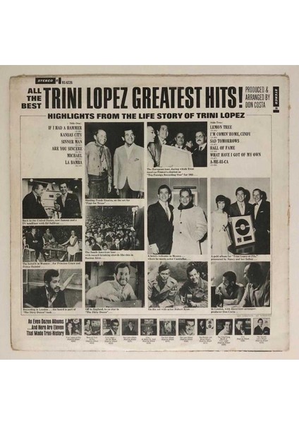 Trini Lopez Greatest Hits Lp Plak (1966 Orjinal Avrupa Baskı)