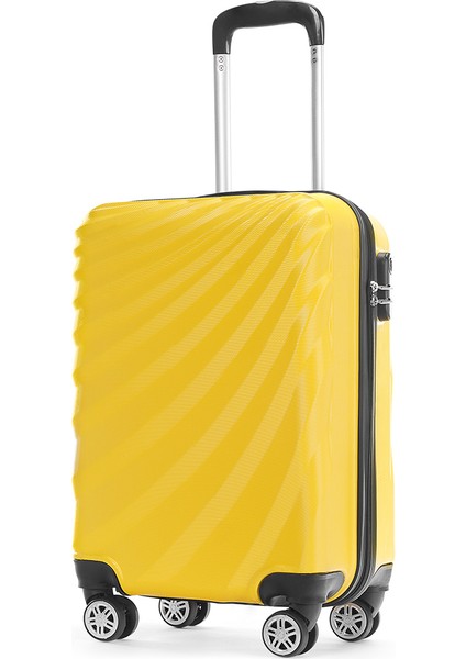 WX-300 Baskılı Sarı Kabin Boy Valiz