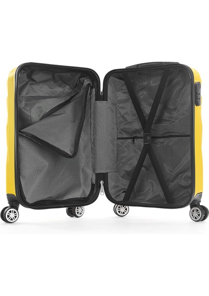 WX-300 Baskılı Sarı Kabin Boy Valiz