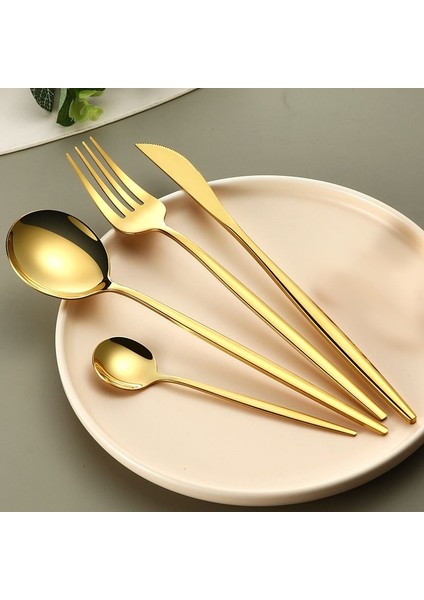 410 Çelik 24 Parça Gold Yemek Kaşık Çatal Bıçak Seti CIN518SR fiyatları