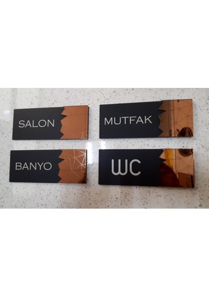 Dekoratif Aynalı Kapı Tabelası Pleksi - Mutfak