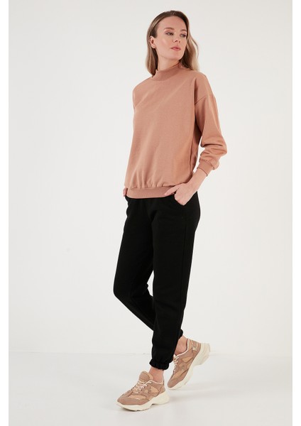 Pamuklu Dik Yaka Basic Örme Sweat Kadın Sweat 5863323 modelleri