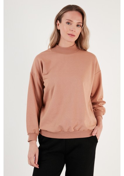 Pamuklu Dik Yaka Basic Örme Sweat Kadın Sweat 5863323 indirimleri