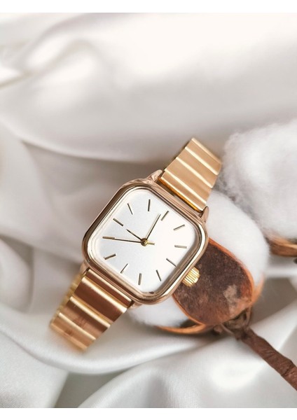 Minimal Kare Rose Gümüş Kadın Kol Saati