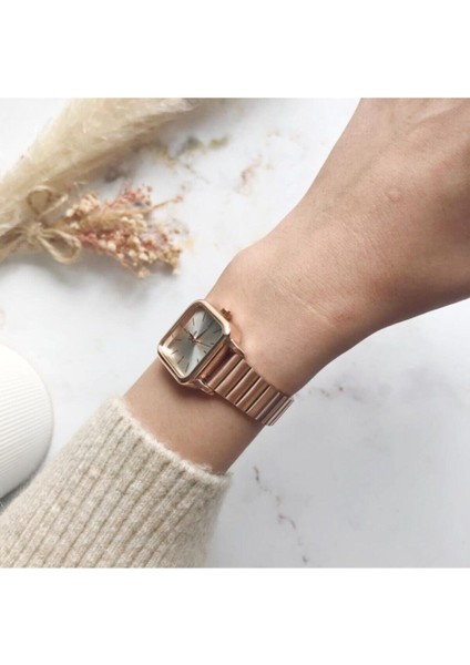 Minimal Kare Rose Gümüş Kadın Kol Saati modelleri