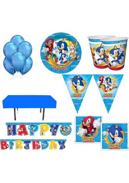 8 Kişilik Sonic Full Erkek Doğum Günü Süsleri
