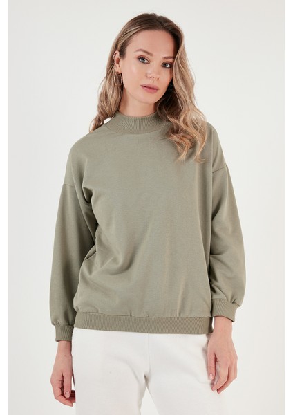 Pamuklu Dik Yaka Basic Örme Sweat Bayan Sweat 5863323 fiyatları