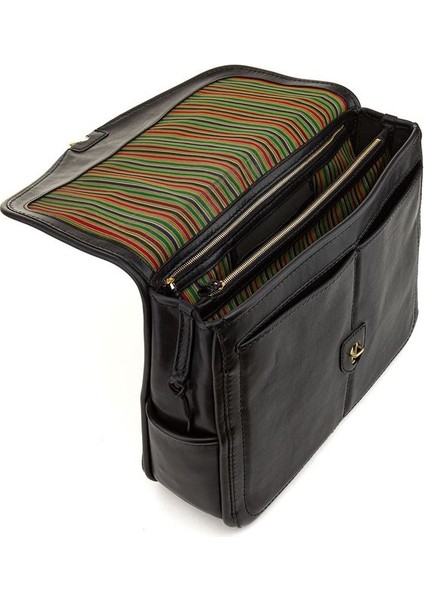 Ömer Siyah Deri Unisex Laptop & Evrak Çantası 09 106 Ömer