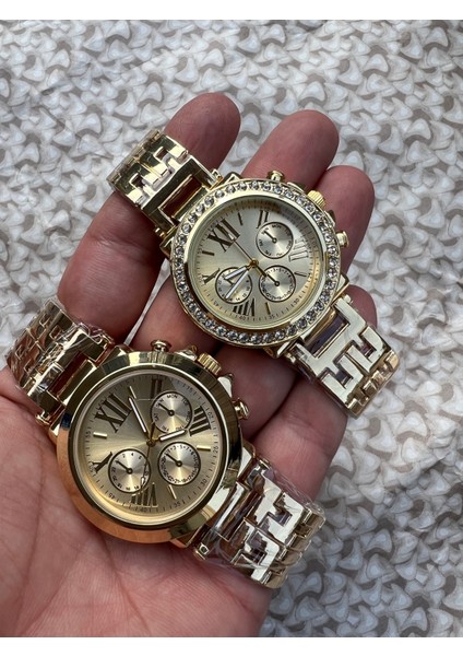 Sevgili Çift Gold Çelik Kasa Analog Kol Saati