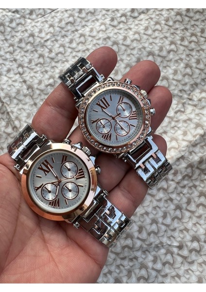 Sevgili Çift Gold Çelik Kasa Analog Kol Saati