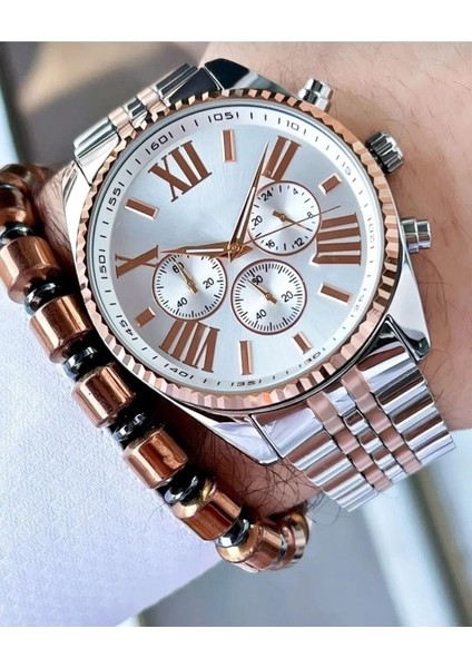Gümüş / Rose Gold M Kors Model Metal Sevgili Kombini