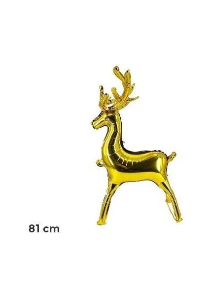 Yılbaşı Küçük Geyik Folyo Balon Gold 50*81 cm