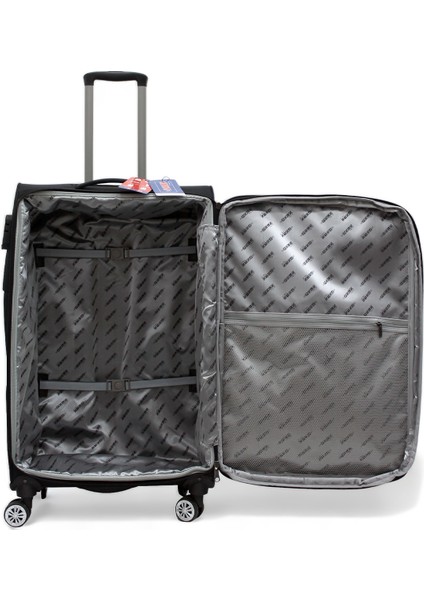 Siyah Büyük Boy Carry-On Lüks Kumaş Valiz ES0001 fırsatları