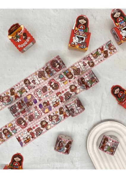 Haı! Bobo Kırmızı Kutu 2m Washi Bant/Masking Tape/Desenli Bant/Bullet Journal/Scrapbook fiyatları