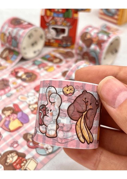Haı! Bobo Kırmızı Kutu 2m Washi Bant/Masking Tape/Desenli Bant/Bullet Journal/Scrapbook modelleri