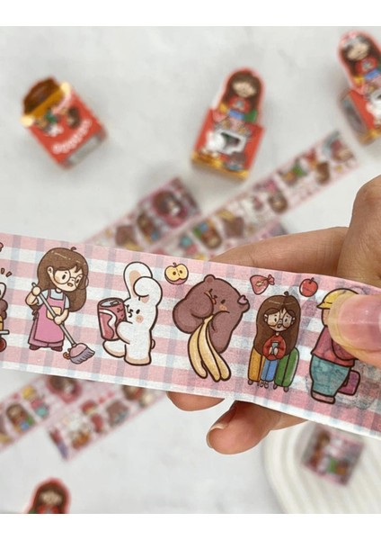Haı! Bobo Kırmızı Kutu 2m Washi Bant/Masking Tape/Desenli Bant/Bullet Journal/Scrapbook fırsatları