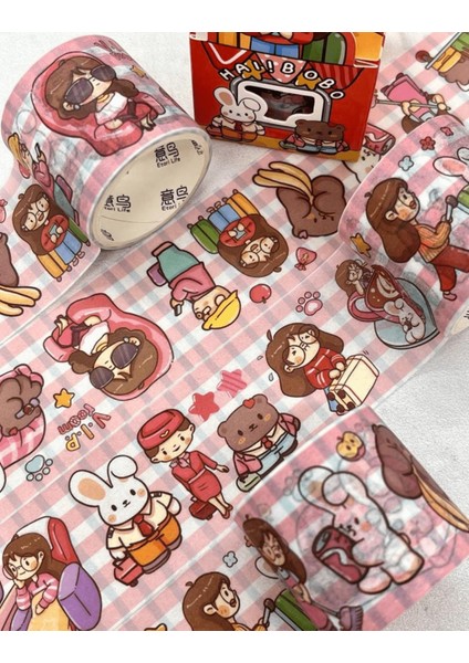 Haı! Bobo Kırmızı Kutu 2m Washi Bant/Masking Tape/Desenli Bant/Bullet Journal/Scrapbook indirimleri