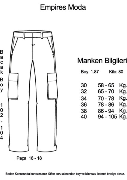 EMPİRES MODA SİYAH LASTİK PAÇA ERKEK KARGO PANTOLON....