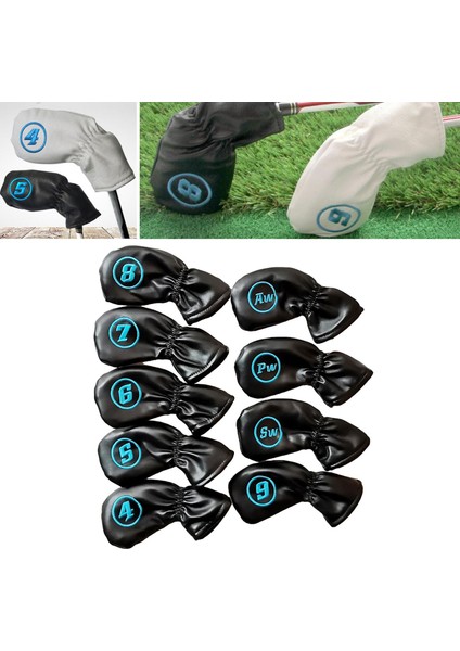 9 Adet/takım Su Geçirmez Golf Kulübü Demir Kapak Koruyucu Başörtüsü Evrensel Siyah (Yurt Dışından)