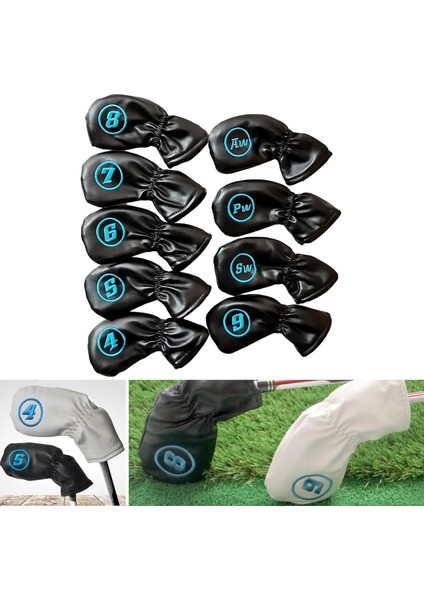 9 Adet/takım Su Geçirmez Golf Kulübü Demir Kapak Koruyucu Başörtüsü Evrensel Siyah (Yurt Dışından)