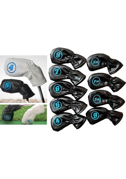 9 Adet/takım Su Geçirmez Golf Kulübü Demir Kapak Koruyucu Başörtüsü Evrensel Siyah (Yurt Dışından)