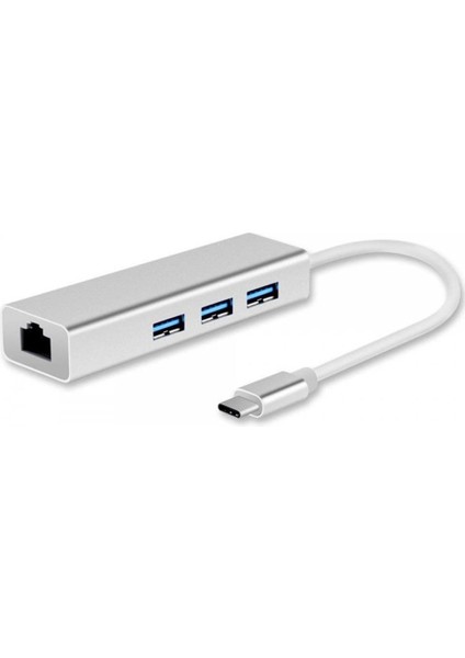 Type C To 3 Port USB 3.0 Hub Çoklayıcı Ethernet Macbook