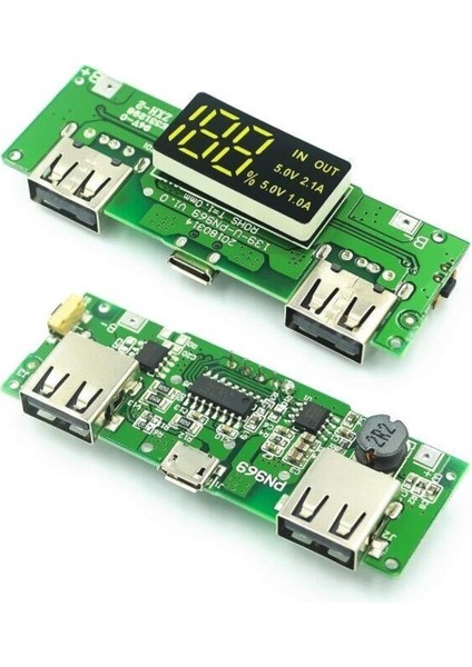 18650 Dijital Ekran Modülü 5V2.4A 2A Çift USB Çıkış Bandı Ekran Güçlendirici Modülü (Yurt Dışından)