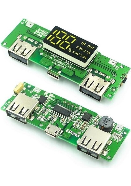 18650 Dijital Ekran Modülü 5V2.4A 2A Çift USB Çıkış Bandı Ekran Güçlendirici Modülü (Yurt Dışından)