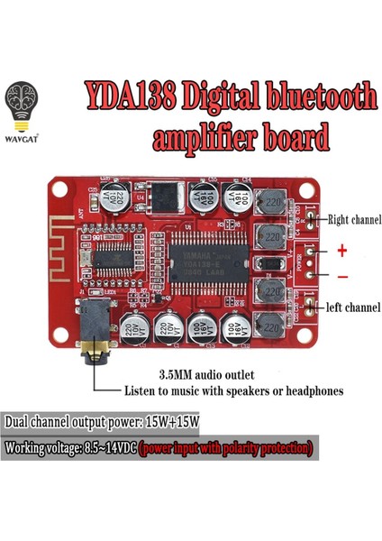 YDA138 2*15 W Bluetooth Amplifikatör Devre Kartı Modülü 2.0 Stereo D Sınıfı Temizle Bas Dijital Ses Amplifikatörleri Araba Oto Amplificador (Yurt Dışından)