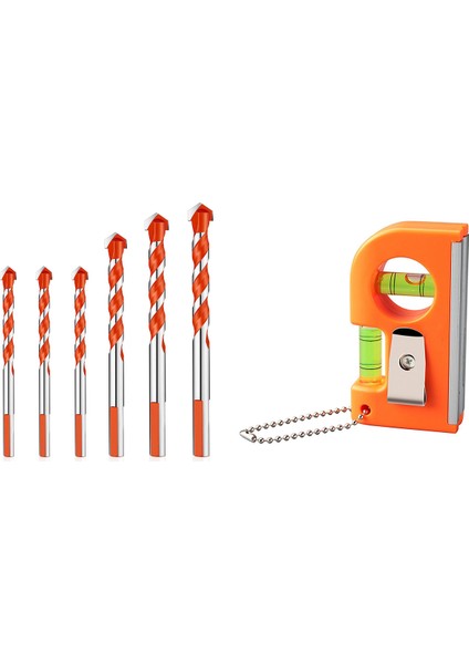 1x Manyetik Mini Cep Seviyesi Aracı Iki Kabarcık Dengeleyici ve 6 Adet El Matkap Ucu Seti Üçgen Kolu (Yurt Dışından)