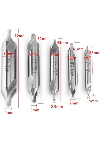 Adet Yüksek Hızlı Çelik Merkez Matkap Uçları Seti 60 Derece Açı 1.5/2/2.5/3/4mm (Yurt Dışından) indirimleri