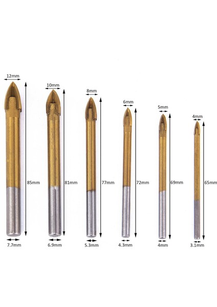 12 Adet Titanyum Kaplamalı Cam Matkap Uçları Seti 4 Kesme Kenarları Hex Shank ile Çapraz Mızrak Kafa Matkap (Yurt Dışından) fırsatları